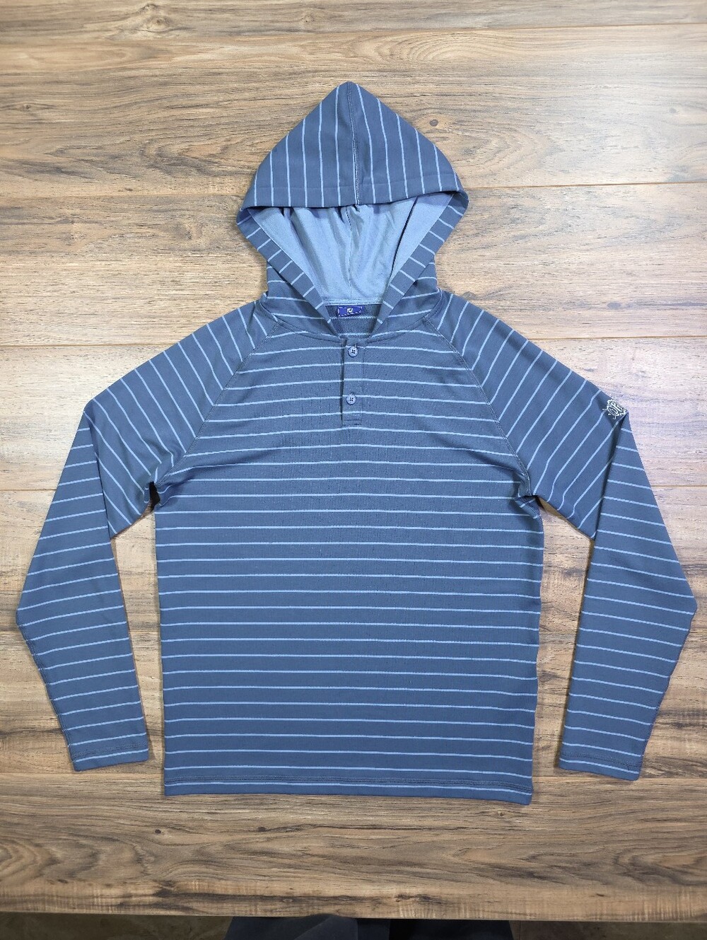 FootJoy Lifestyle Collection Striped Golf Hoodie Bluestone Denim S Performance